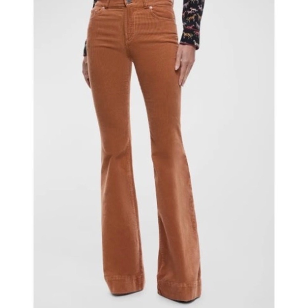 Alice + Olivia Beautiful High Rise Bell Corduroy Pants Camel Size 31